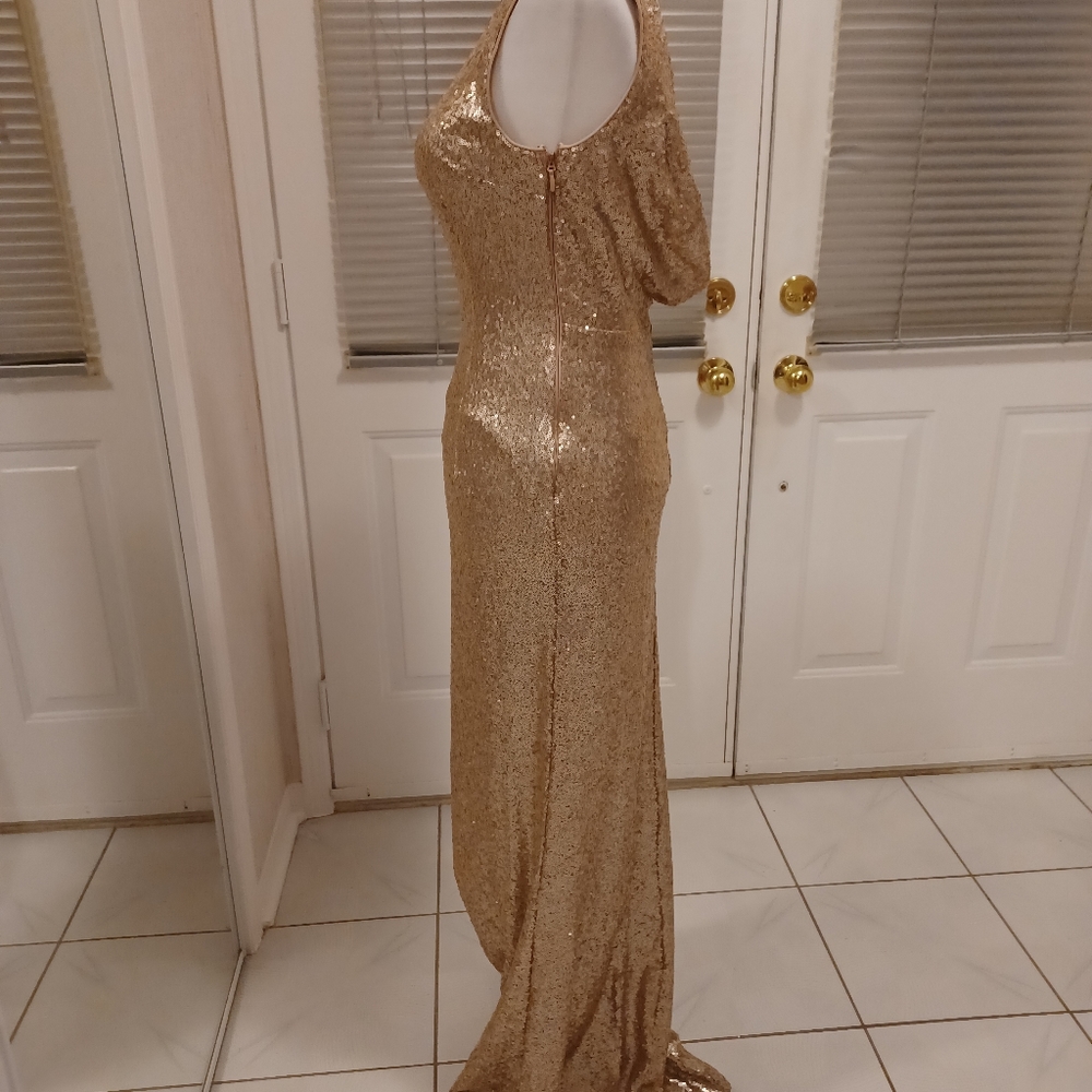 New Gold Sequined Formal Dress - Size Small - Picture 7 of 12